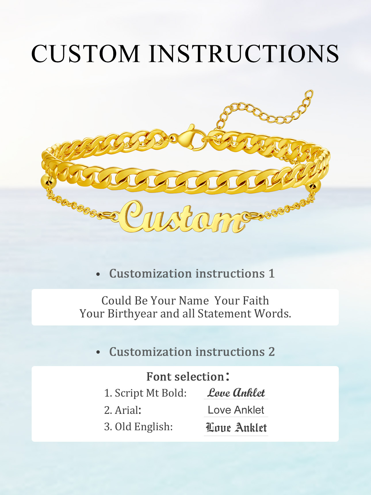 Chaîne de Cheville Ajustable en Acier Inoxydable pour Femme