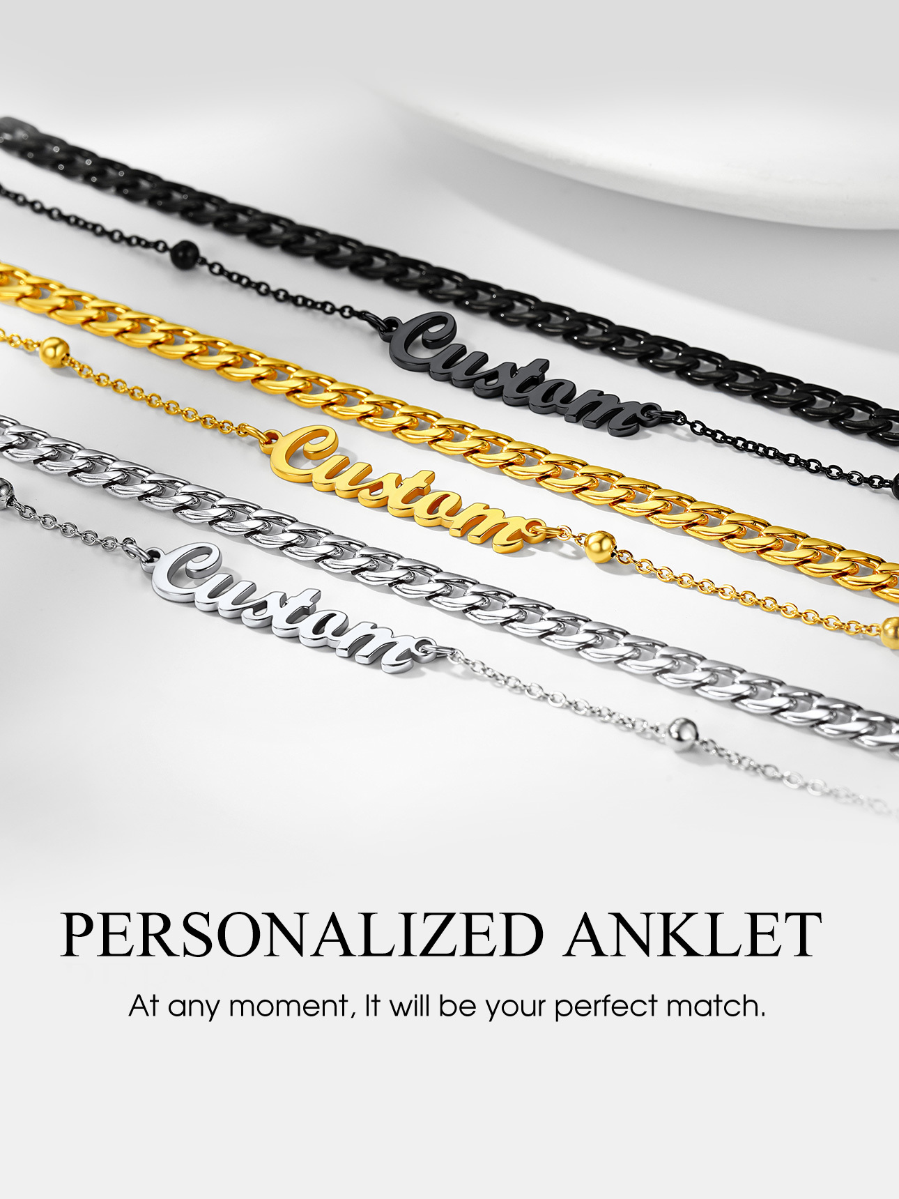 Chaîne de Cheville Ajustable en Acier Inoxydable pour Femme