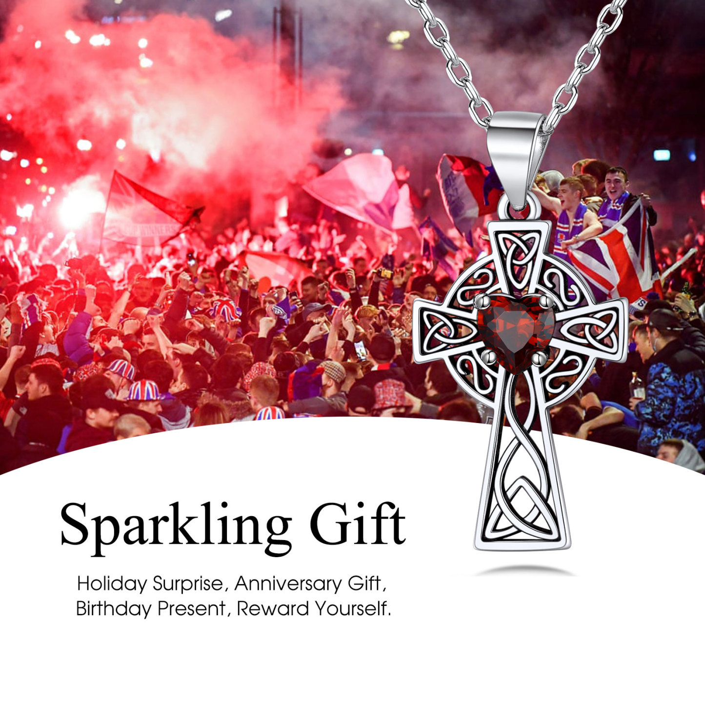 Collier Croix en Argent Sterling avec Pierre de Naissance Cadeau pour Femme