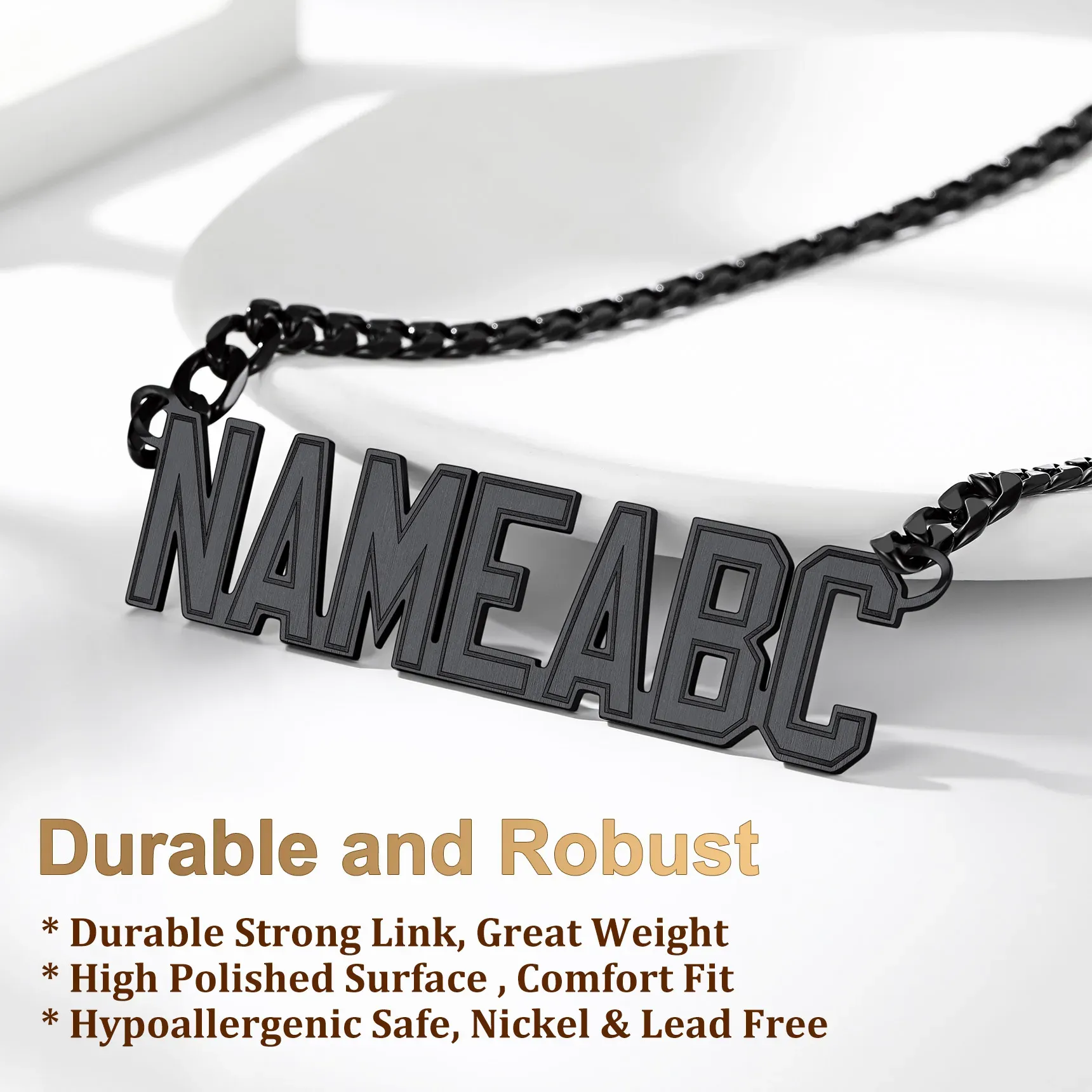 Colliers avec Pendentif Nom Personnalisé pour Hommes Détail