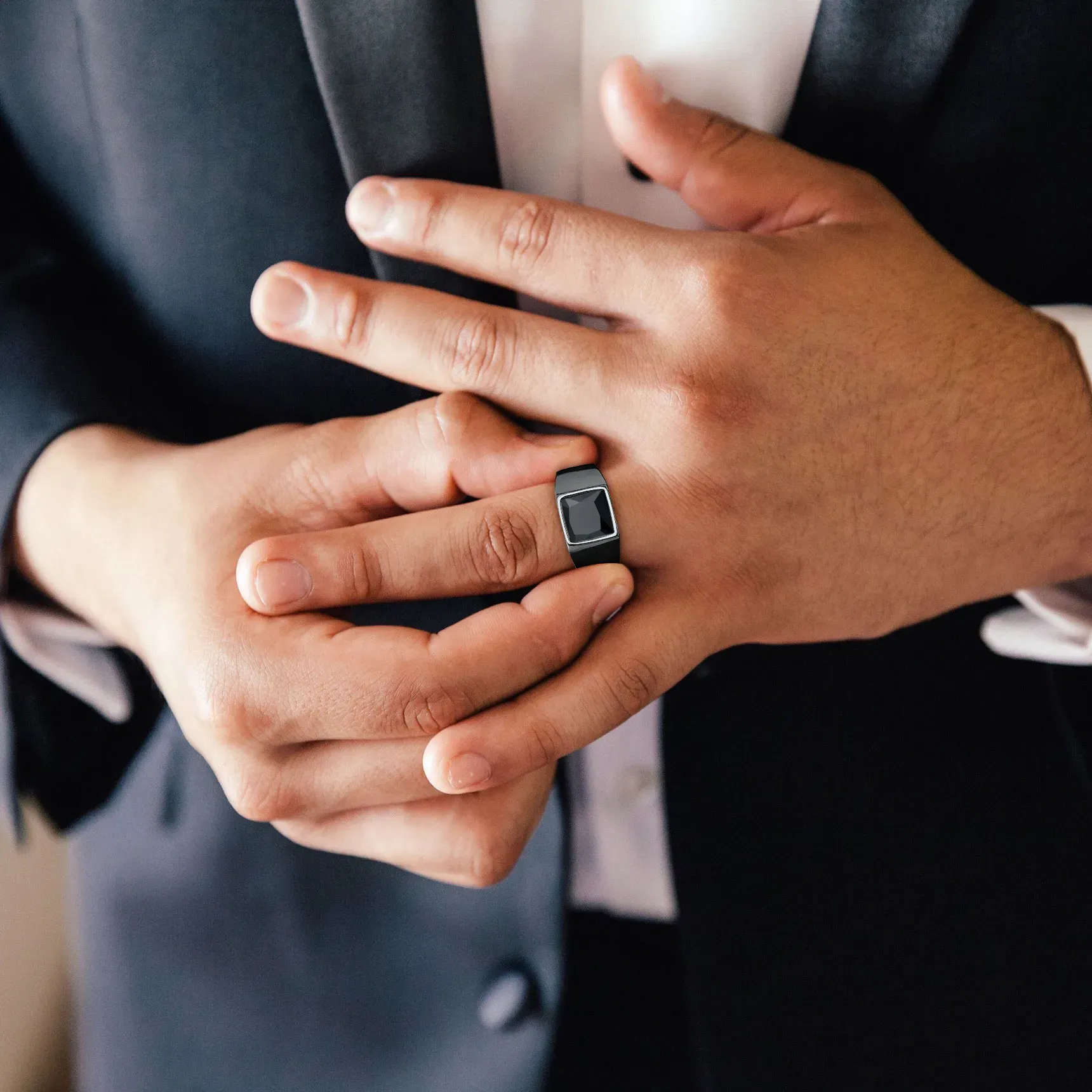 Bague Serti Carré Personnalisée  pour Homme