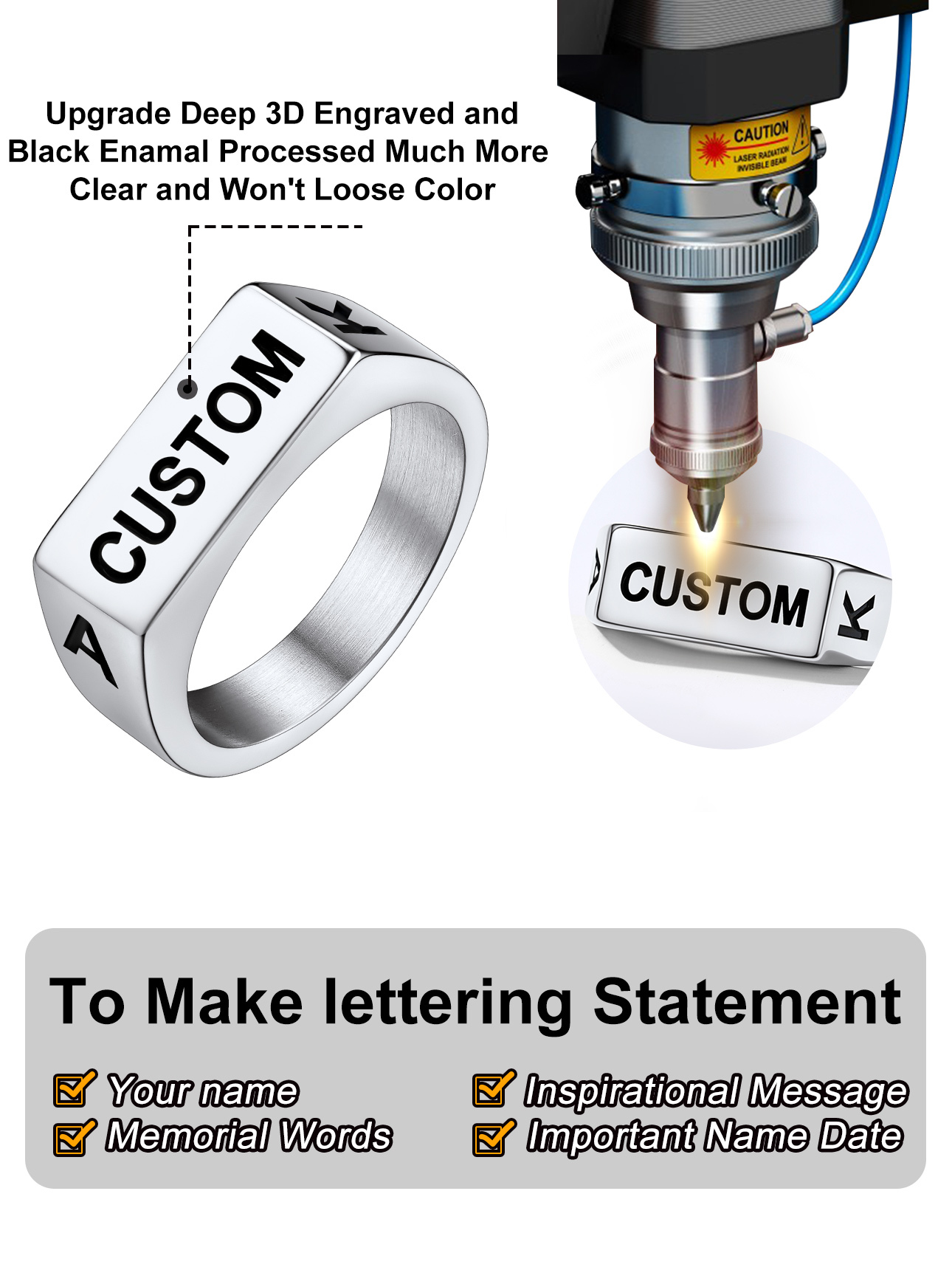 Bague Chevalière Gravée pour Homme  Argenté