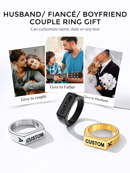 Bague Chevalière Gravée Personnalisée Cadeau pour Homme