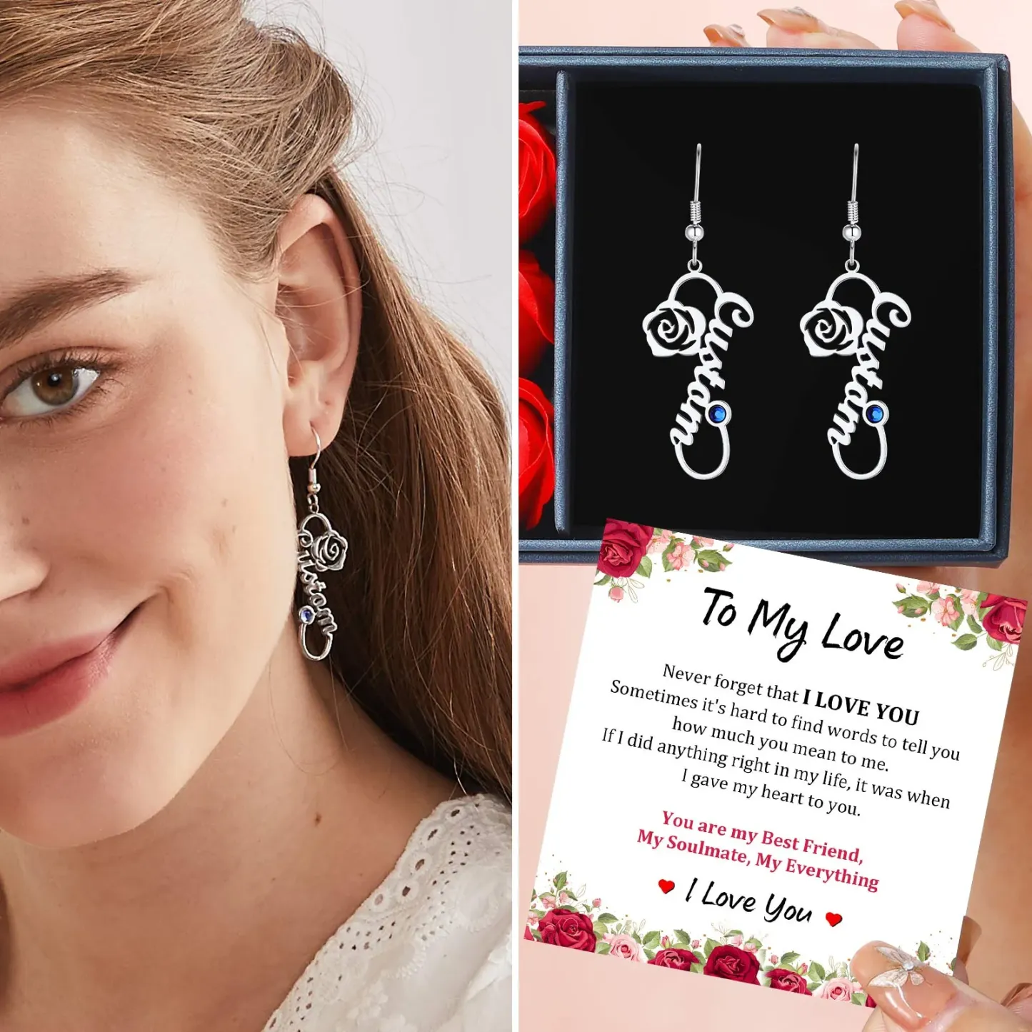 Boucles d'Oreilles Personnalisées avec Pierre de Naissance 