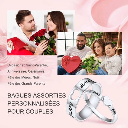 Bagues Promesse Personnalisées avec Prénoms pour Couples Occasion