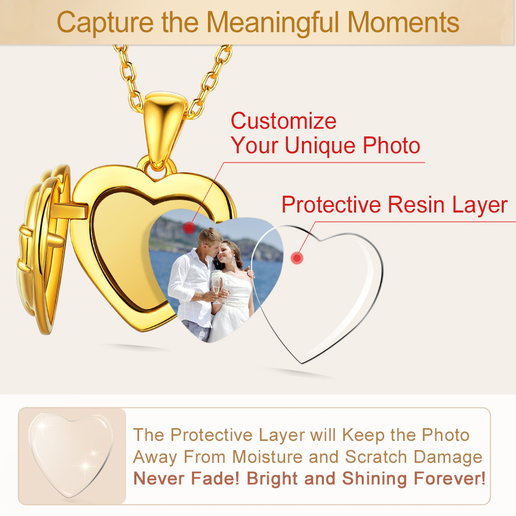 Collier Médaillon Pendentif Cœur Personnalisé avec Photo en Argent Sterling Protective