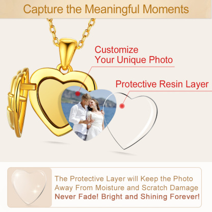 Collier Médaillon Pendentif Cœur Personnalisé avec Photo en Argent Sterling Protective