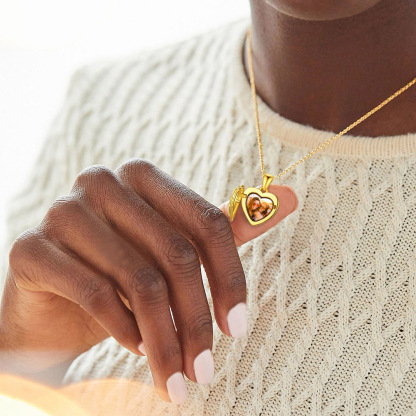 Collier Médaillon Pendentif Cœur Personnalisé avec Photo en Argent Sterling Or