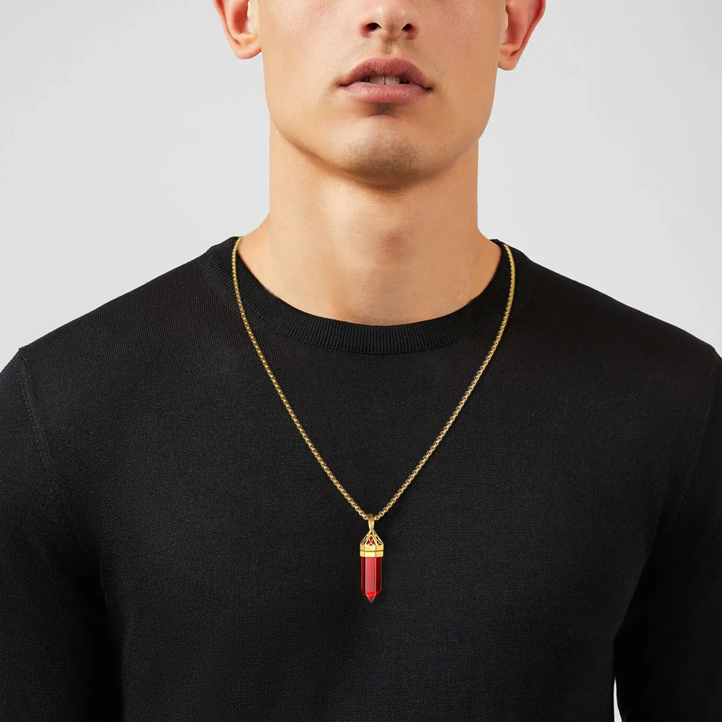 Collier Pendentif en Cristal Hexagonal avec Pierre de Naissance Synthétique Modèle