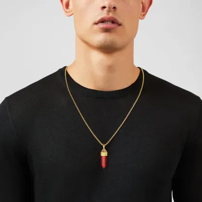 Collier Pendentif en Cristal Hexagonal avec Pierre de Naissance Synthétique Modèle