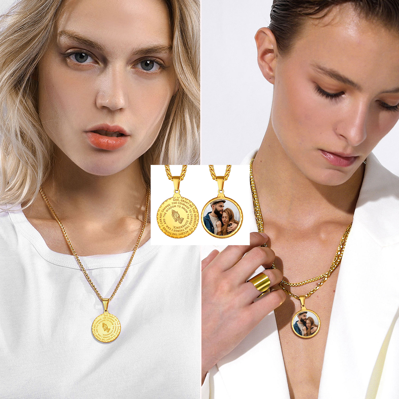 Colliers Personnalisés avec Photo et Verset Biblique Modèle