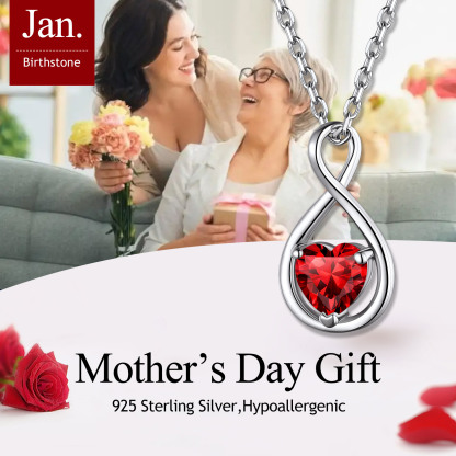 Collier Pendentif Infini avec Pierre de Naissance en Argent Sterling Cadeau