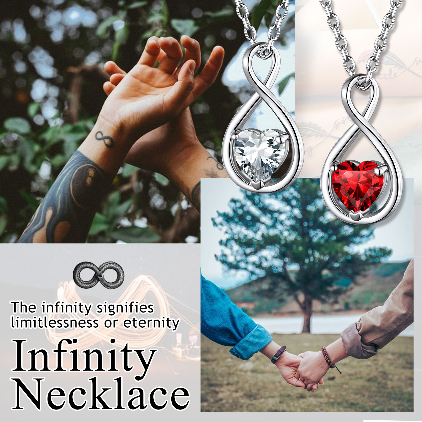 Pendentif Infini avec Pierre de Naissance en Argent Sterling