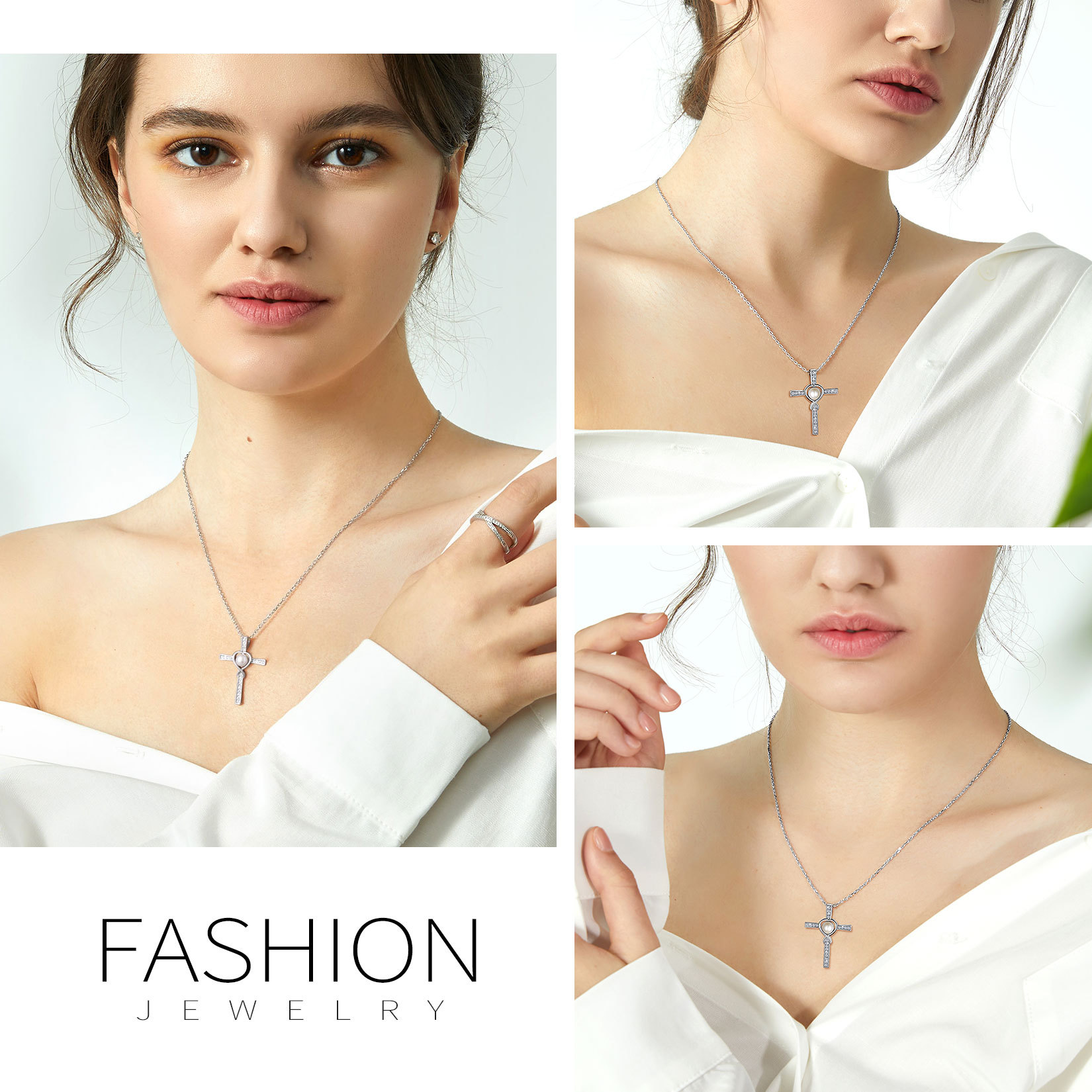 Collier Croix Infini avec Perles pour Femme