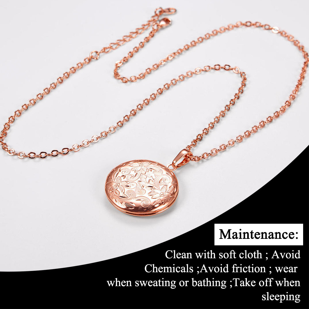 Collier Médaillon Personnalisé Chaîne Réglable pour Femme Or Rose