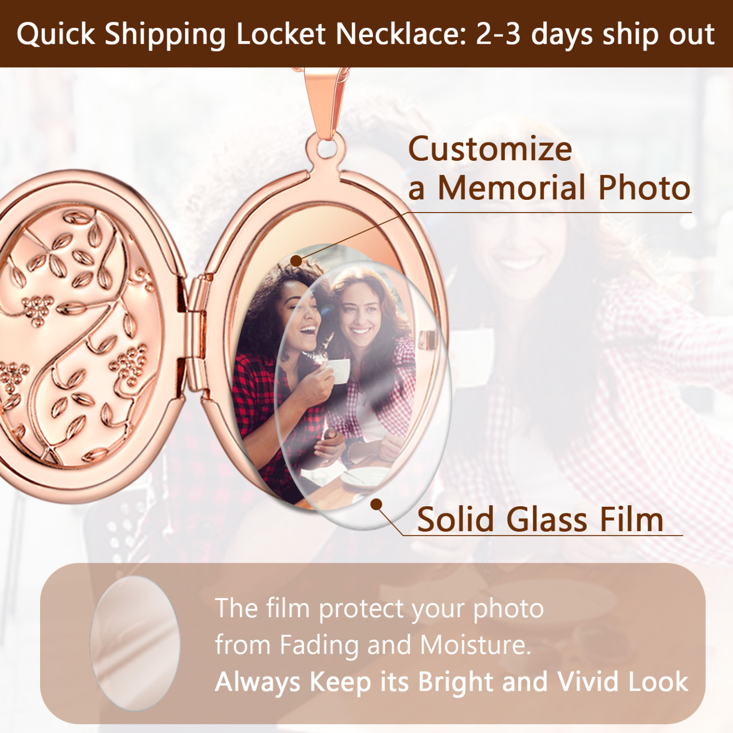 Collier Personnalisé avec Pendentif Ovale pour Femmes Or Rose