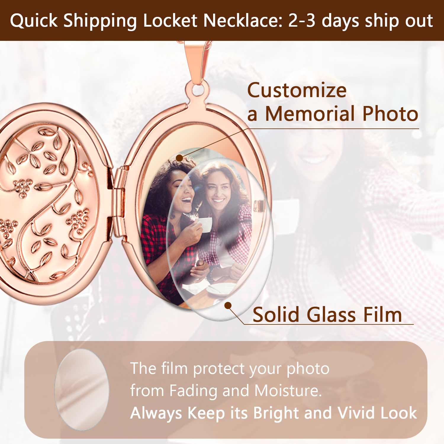 Collier Personnalisé avec Pendentif Ovale pour Femmes Or Rose