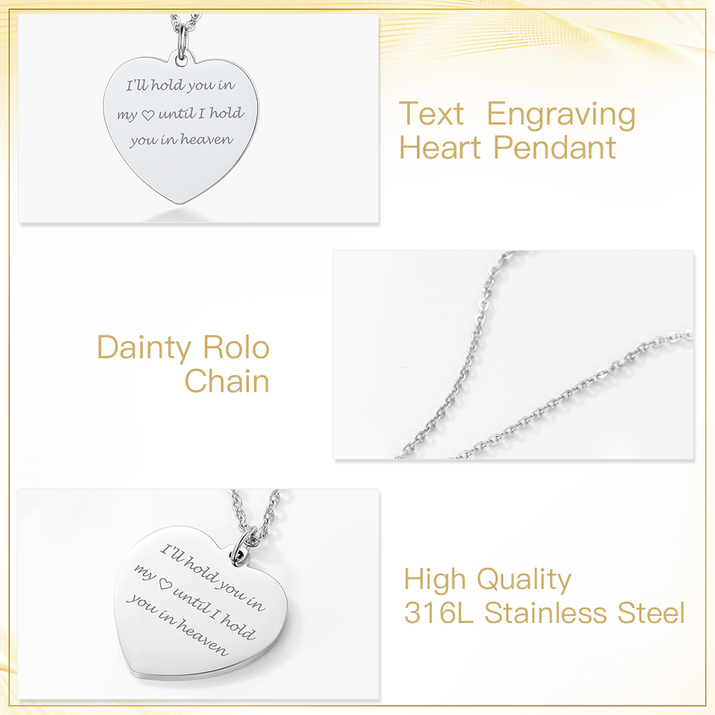 Collier Personnalisé avec Pendentif Cœur Gravé pour Femme Détail