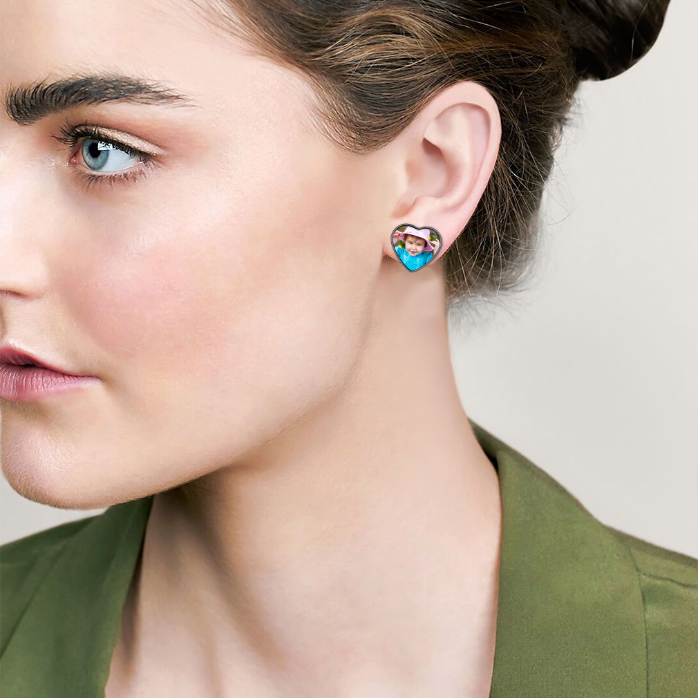Clous d'Oreilles avec Photo pour Femme