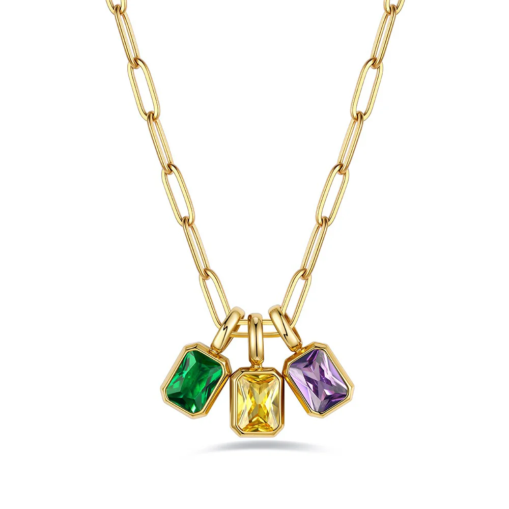 Collier Femme avec 3 Pierres de Naissance