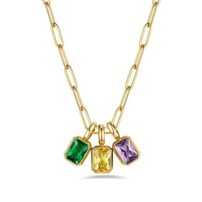 Collier Femme avec 3 Pierres de Naissance