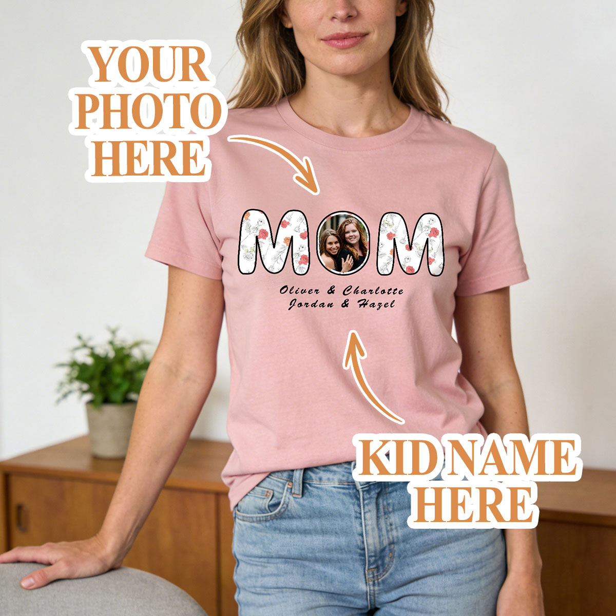Personalized Mom T-Shirt with Kids' Names for mom