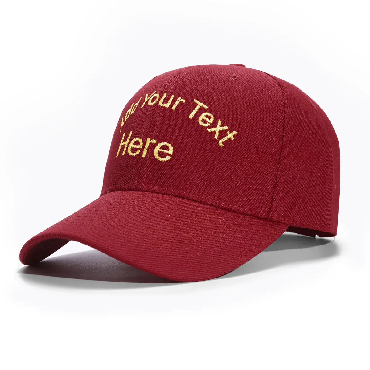 Casquette Personnalisée Brodée | Baseball Cap rouge foncé avec Texte courbé