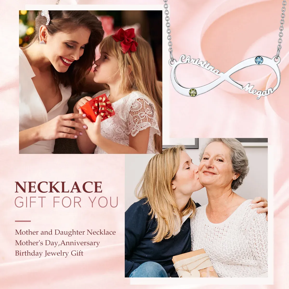 Collier avec Pierre de Naissance et Prénoms pour Femme