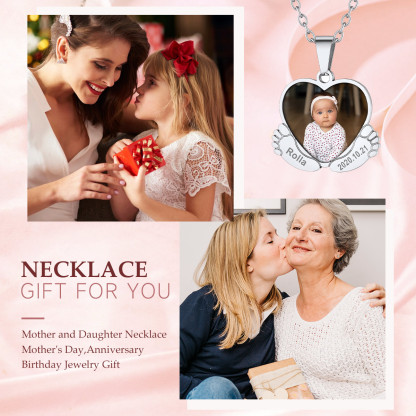 Collier Personnalisé Pieds de Bébé avec Photo Bijou pour Femme