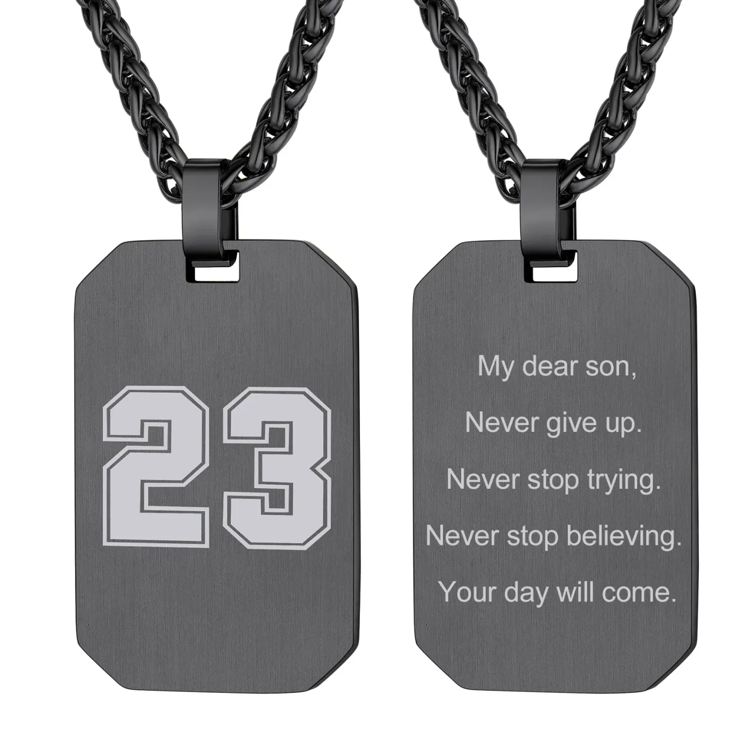 Collier Plaque d'Identité Octogonale Personnalisée avec Gravure