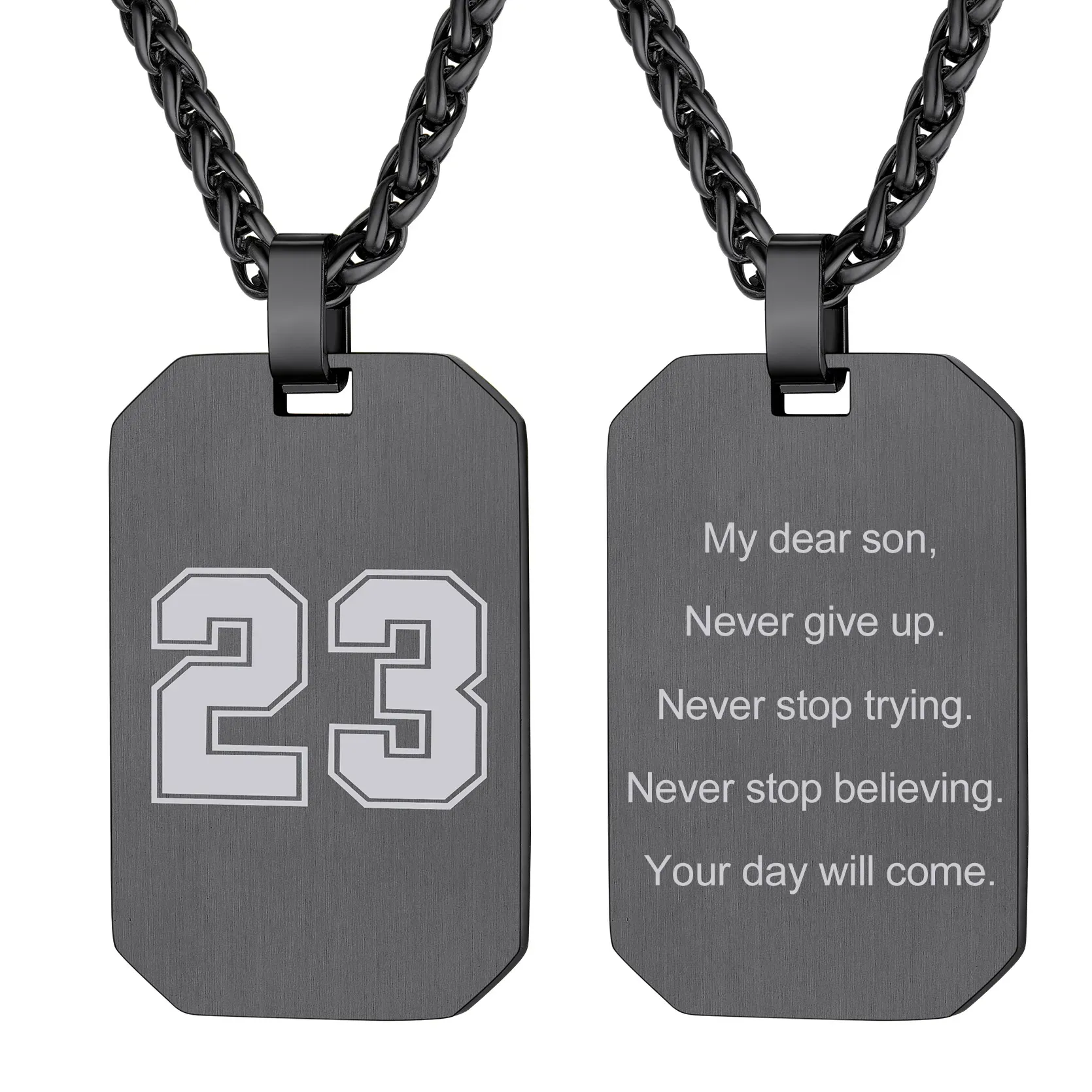 Collier Plaque d'Identité Octogonale Personnalisée avec Gravure