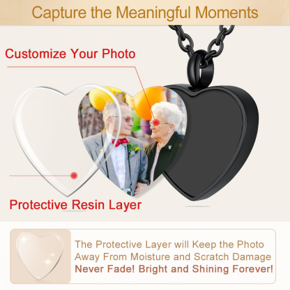 Collier Urne Cœur Personnalisé avec Photo et Empreinte Détail