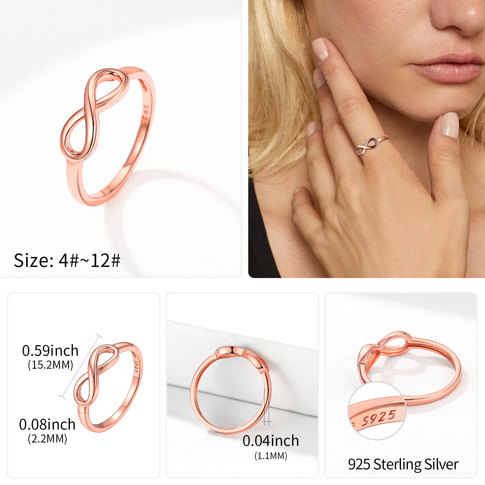 Bague Infini  en Argent Sterling 925 pour Femme