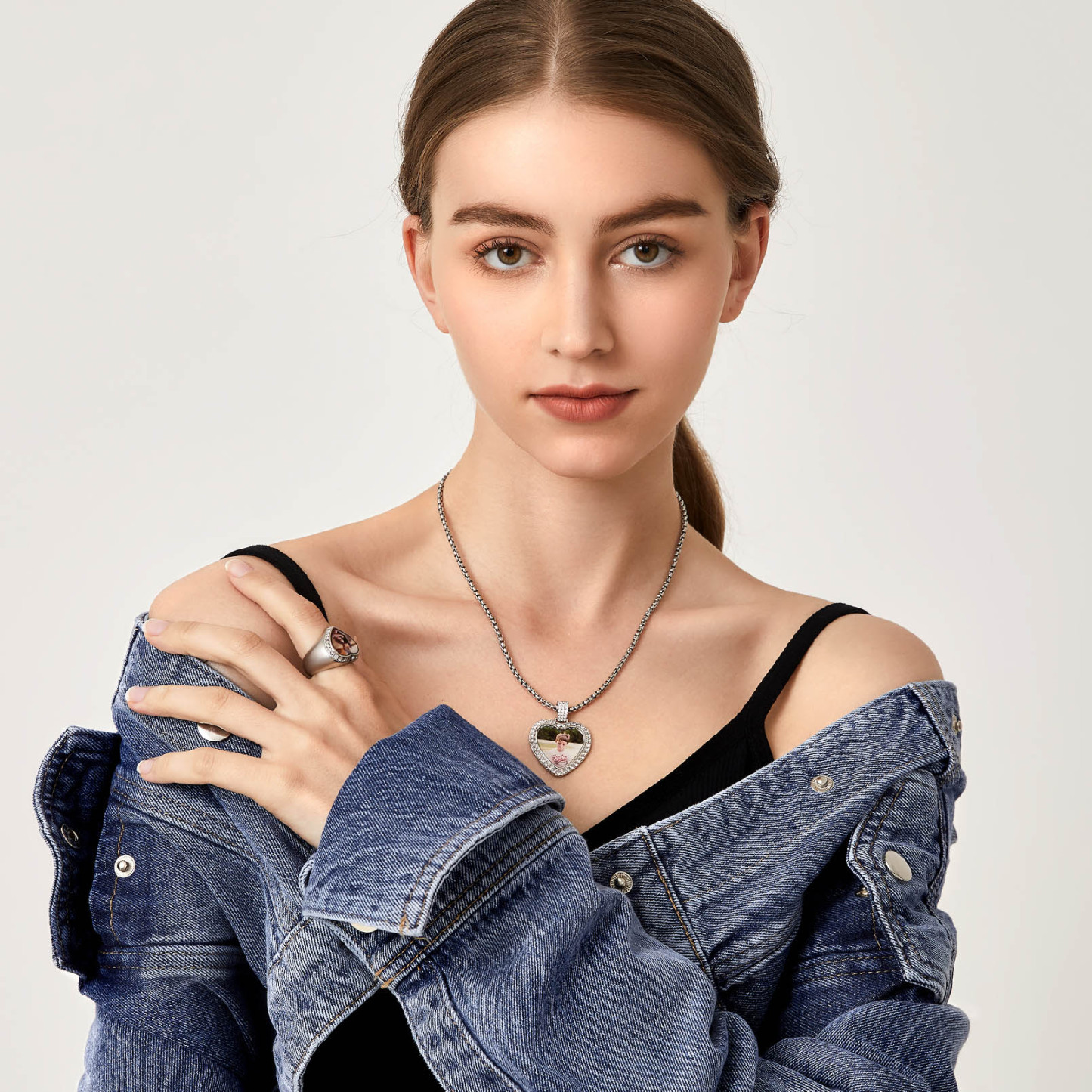 Collier Personnalisé avec Photo Cœur Pendentif 