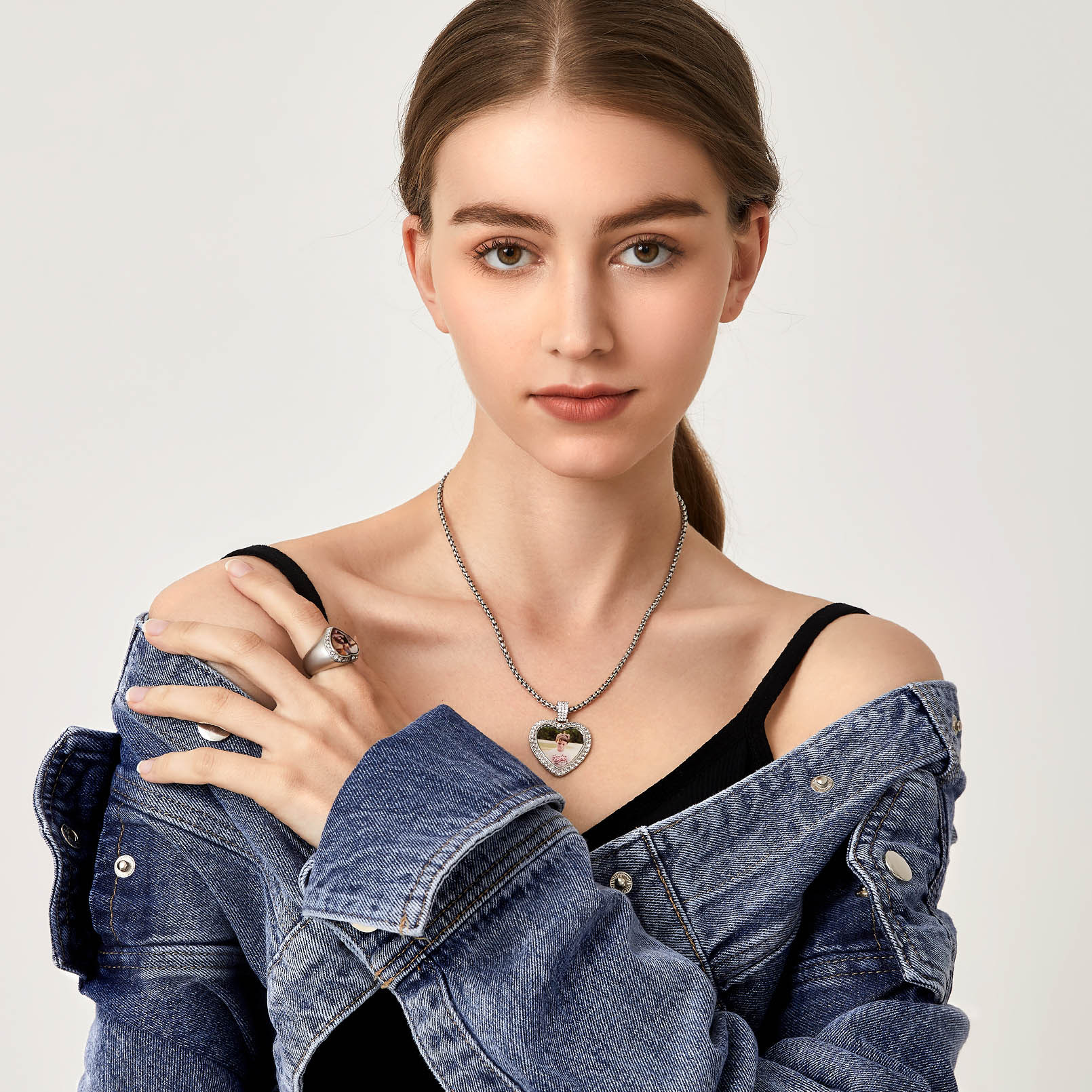 Collier Personnalisé avec Photo Cœur Pendentif 