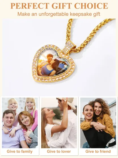 Collier Personnalisé avec Photo Pendentif Étincelant pour Homme