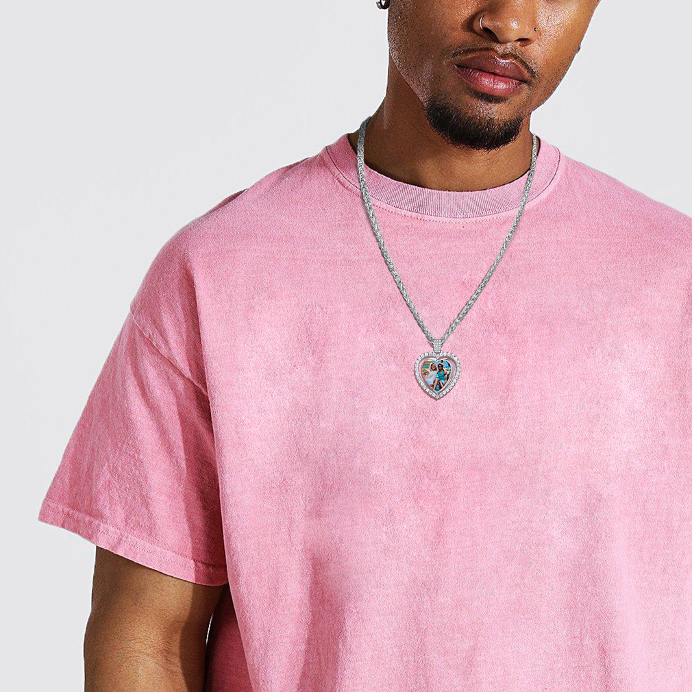 Pendentif Cœur Personnalisé avec Photo et Strass