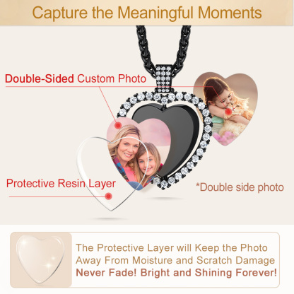 Collier Pendentif Cœur Personnalisé avec Photo et Strass Protective