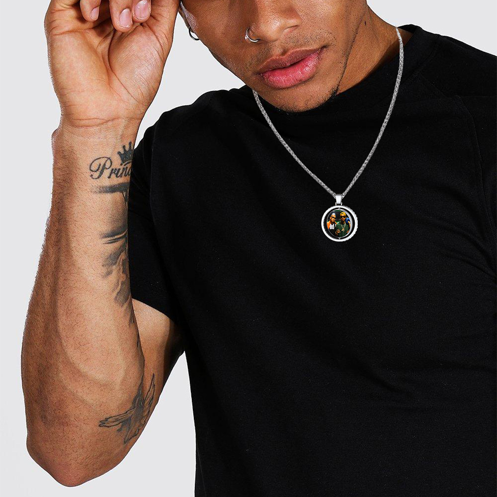 Collier Pendentif avec Photo Rond Personnalisé Rotatif avec Zircon Cubique 