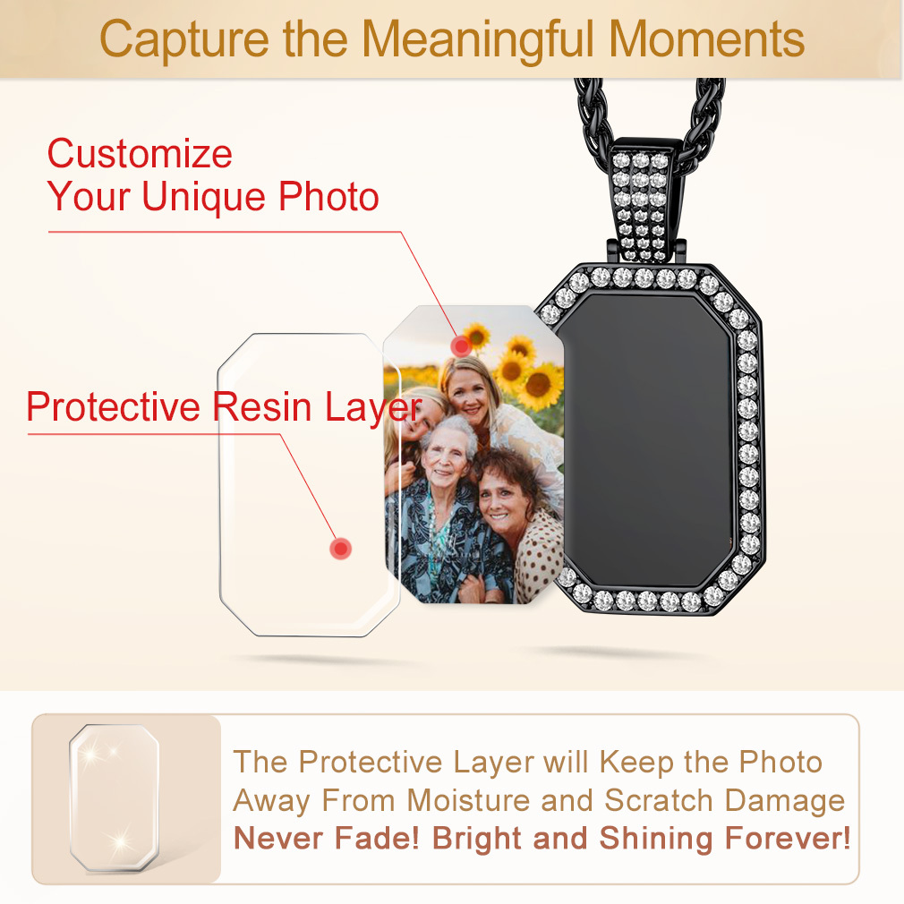 Collier Personnalisé Plaque Militaire Gravé Photo pour Homme Protective