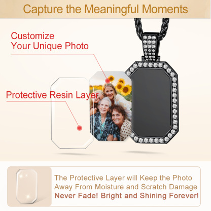 Collier Personnalisé Plaque Militaire Gravé Photo pour Homme Protective