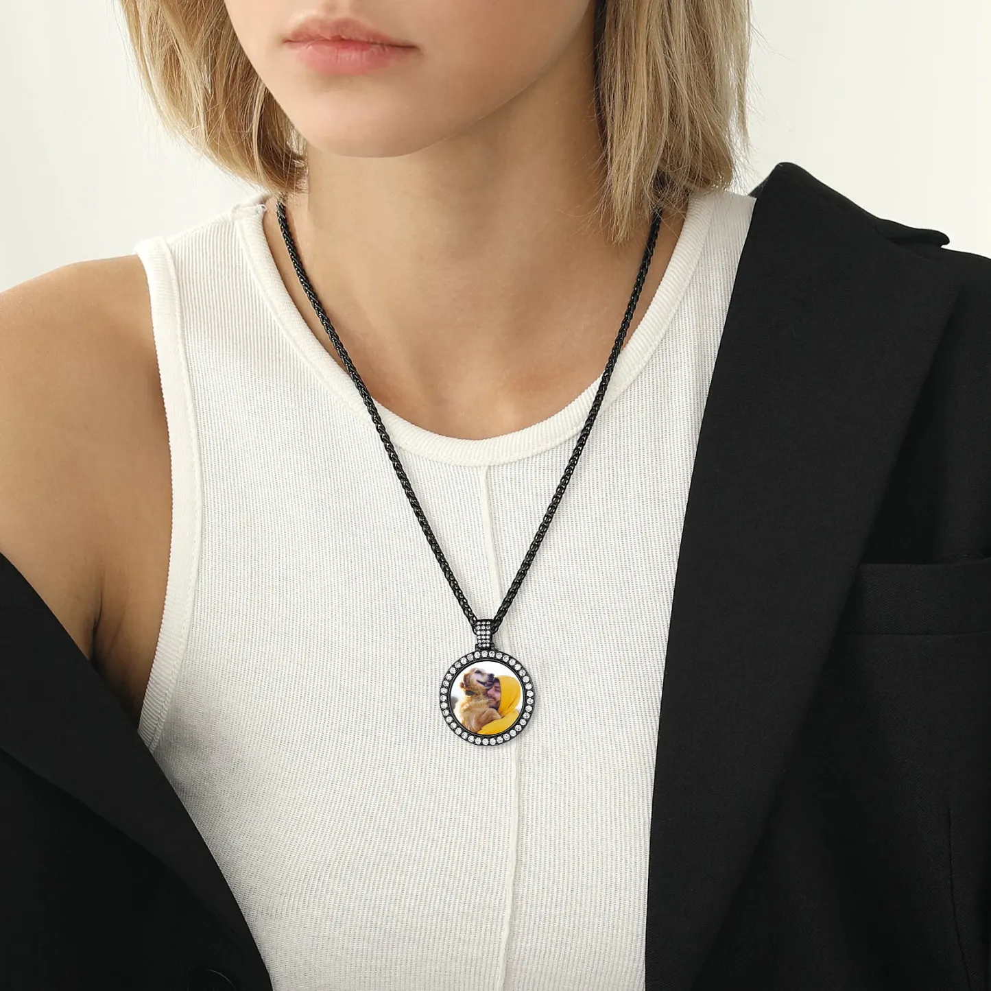 Collier Rond Personnalisé avec Photo et Gravure Modèle