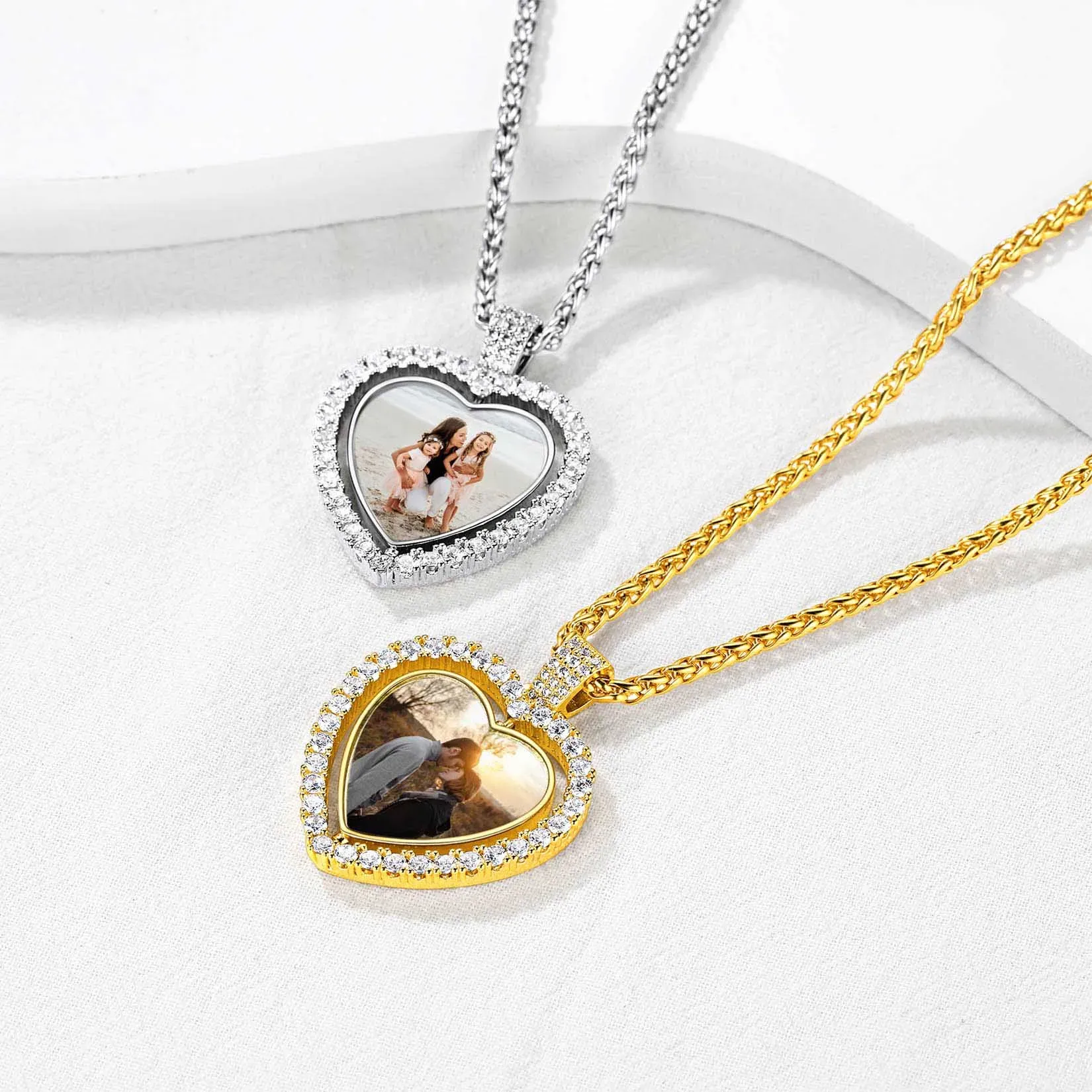 Collier Pendentif Cœur avec Photo et Strass Collection