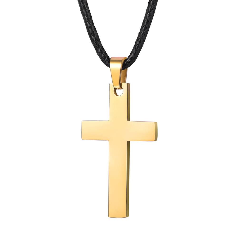 Collier Croix Personnalisable en Acier Inoxydable Or