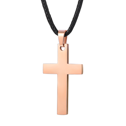 Collier Croix Personnalisable en Acier Inoxydable Or Rose