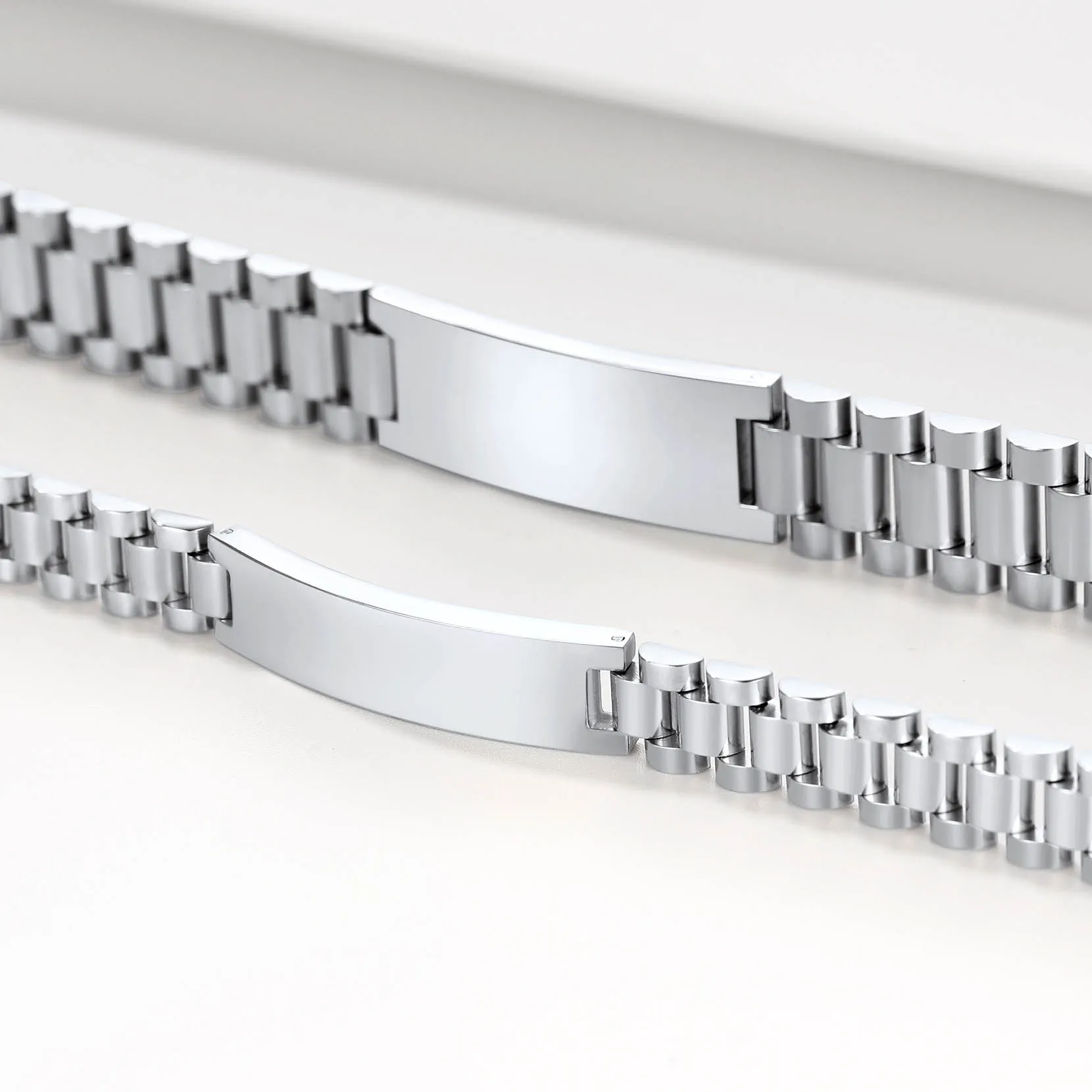 Bracelet ID en Acier Inoxydable Gravé Personnalisé Argenté