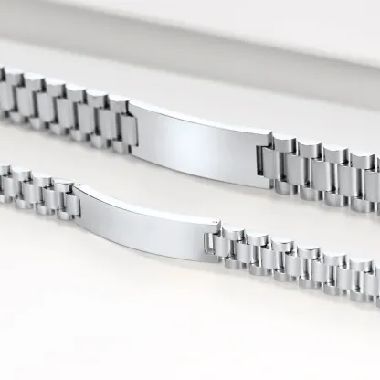 Bracelet ID en Acier Inoxydable Gravé Personnalisé Argenté