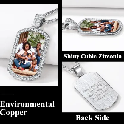 Collier Plaque Militaire avec Photo Personnalisée avec Zirconium