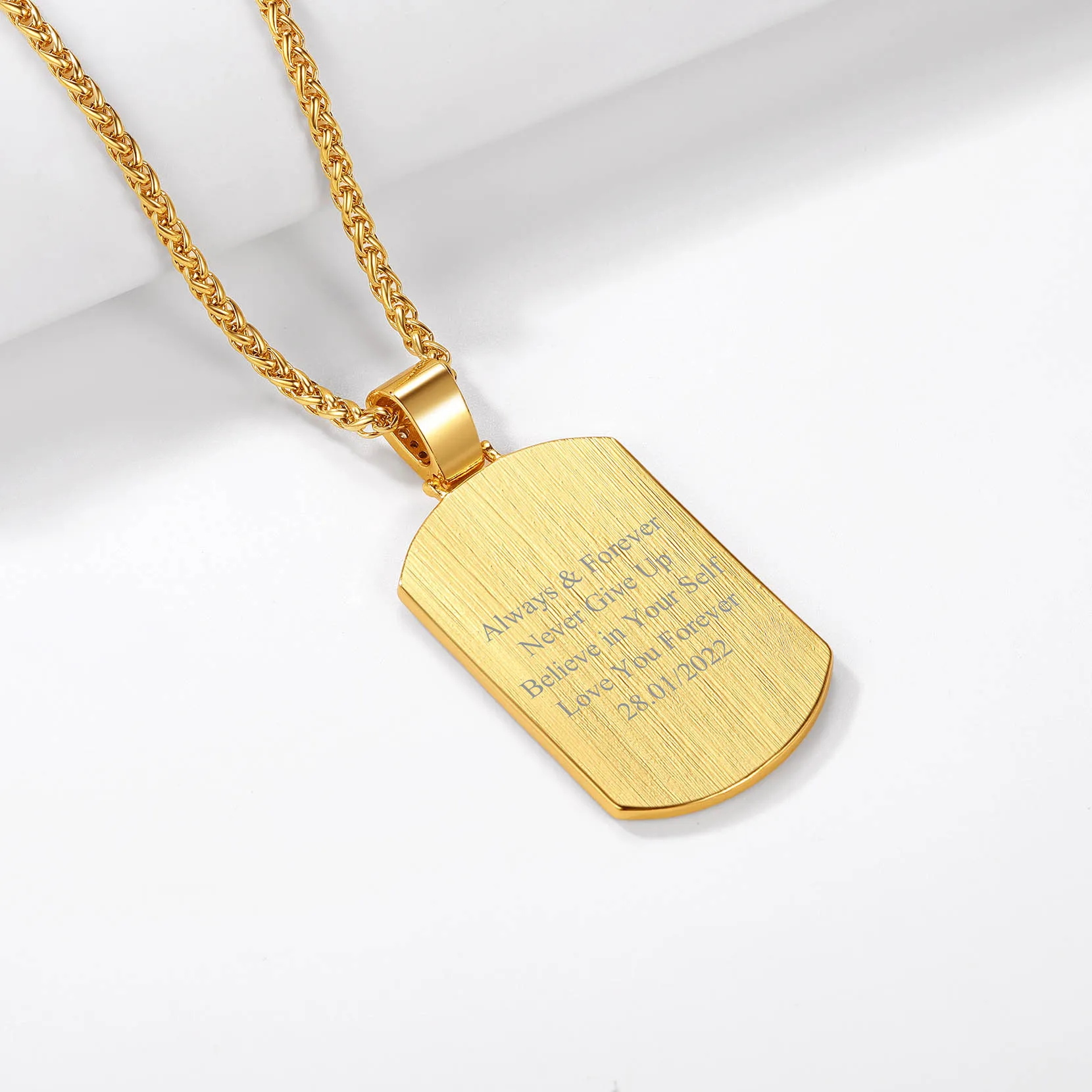 Collier Pendentif Plaque Militaire Photo Personnalisée avec Zirconium Scène