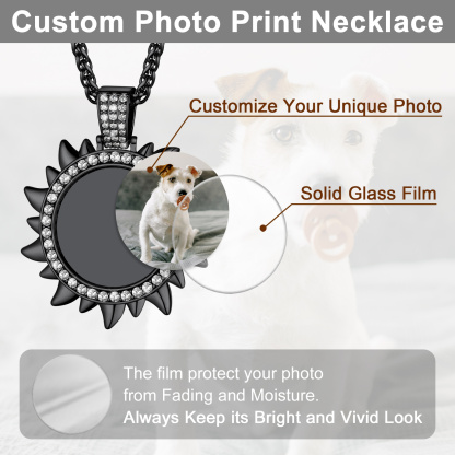 Collier Médaillon Personnalisé Soleil avec Photo Protective  